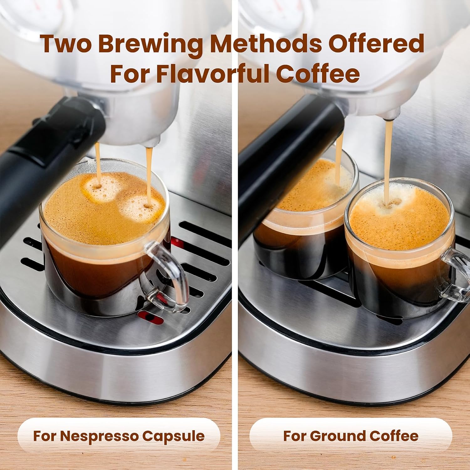 Gevi Espresso Machine 20 Bar with Portafilter for Nespresso Original Capsules and Coffee Powder, Professional Espresso Maker with Milk Frother, Super-Automatic Espresso Machines, Gift for Coffee Lover · v2