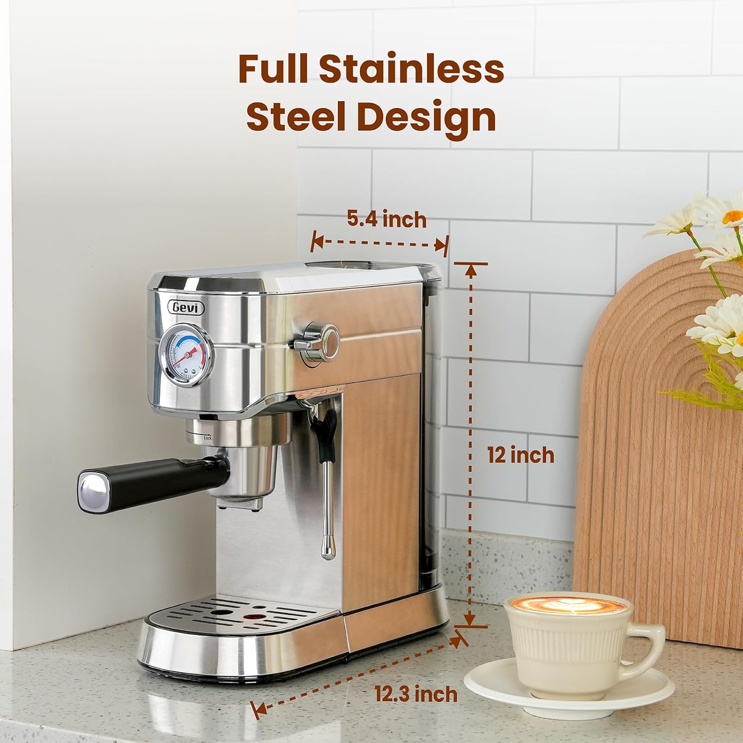 Gevi Espresso Machine 20 Bar with Portafilter for Nespresso Original Capsules and Coffee Powder, Professional Espresso Maker with Milk Frother, Super-Automatic Espresso Machines, Gift for Coffee Lover · v2