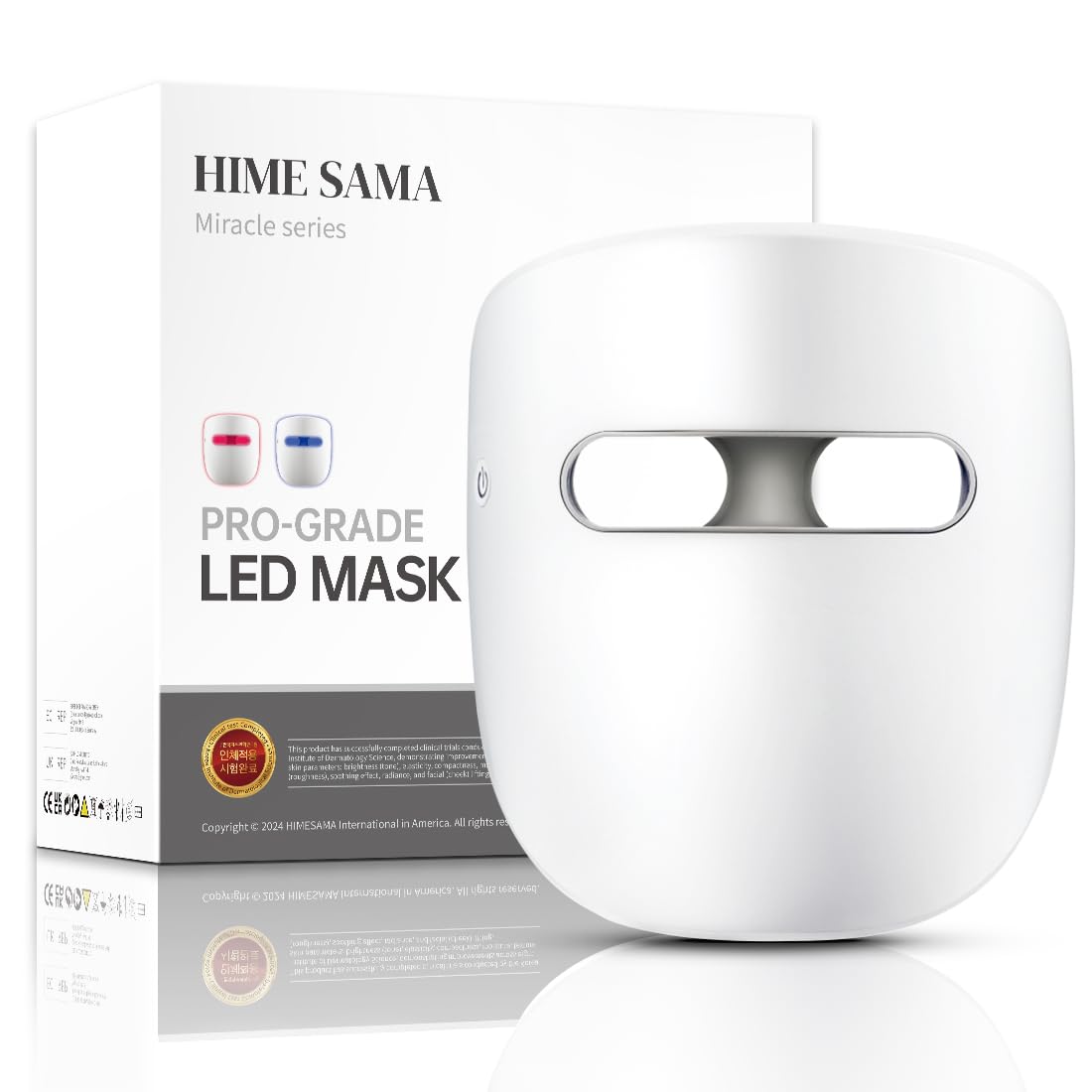Maschera facciale a LED, maschera LED a 8 colori per la cura della pelle del viso, idonea FSA/HSA, maschera a luce rossa per viso, infrarossi, maschera a luce rossa blu, riduzione delle rughe, wireless. (ACE miracoloso RB-050)