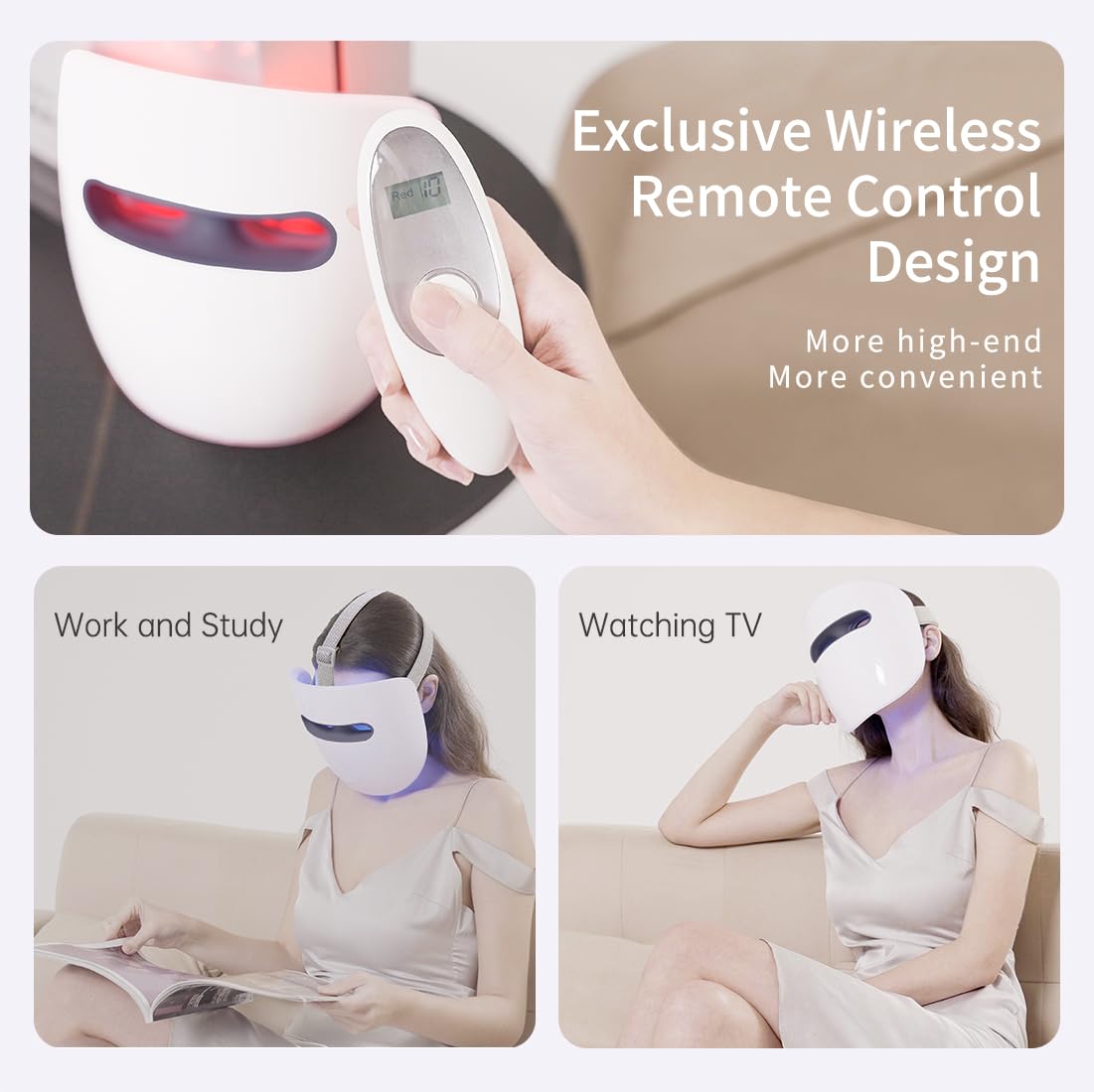 قناع وجه LED، قناع LED بـ 8 ألوان للعناية ببشرة الوجه، مؤهل لـ FSA/HSA، قناع الضوء الأحمر للوجه، الأشعة تحت الحمراء، قناع الضوء الأحمر والأزرق، تقليل التجاعيد، لاسلكي.
