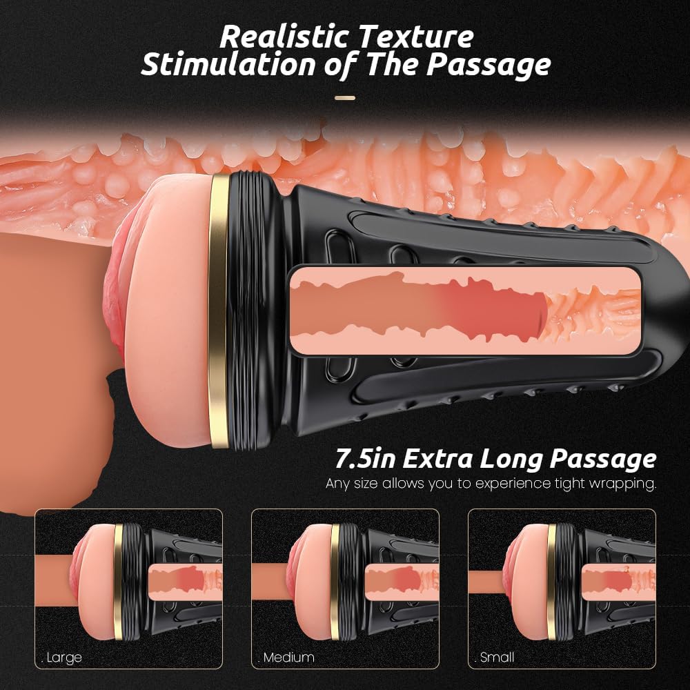Male Masturbator,Kingdemer Realistic Pocket Pussy Vagina Textured with 7.5in Depth Lifelike Soft and Fleshy Texture,Penis Training Masturbators Sex Toy for Men · v2