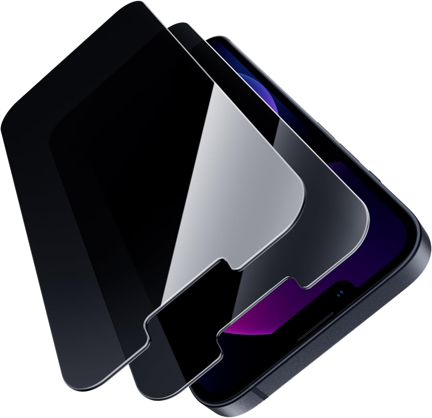 [Lot de 2 films de protection d'écran confidentiels pour iPhone 13 6,1 pouces, film en verre trempé anti-espion, dureté 9H, résistant aux rayures et anti-traces de doigts