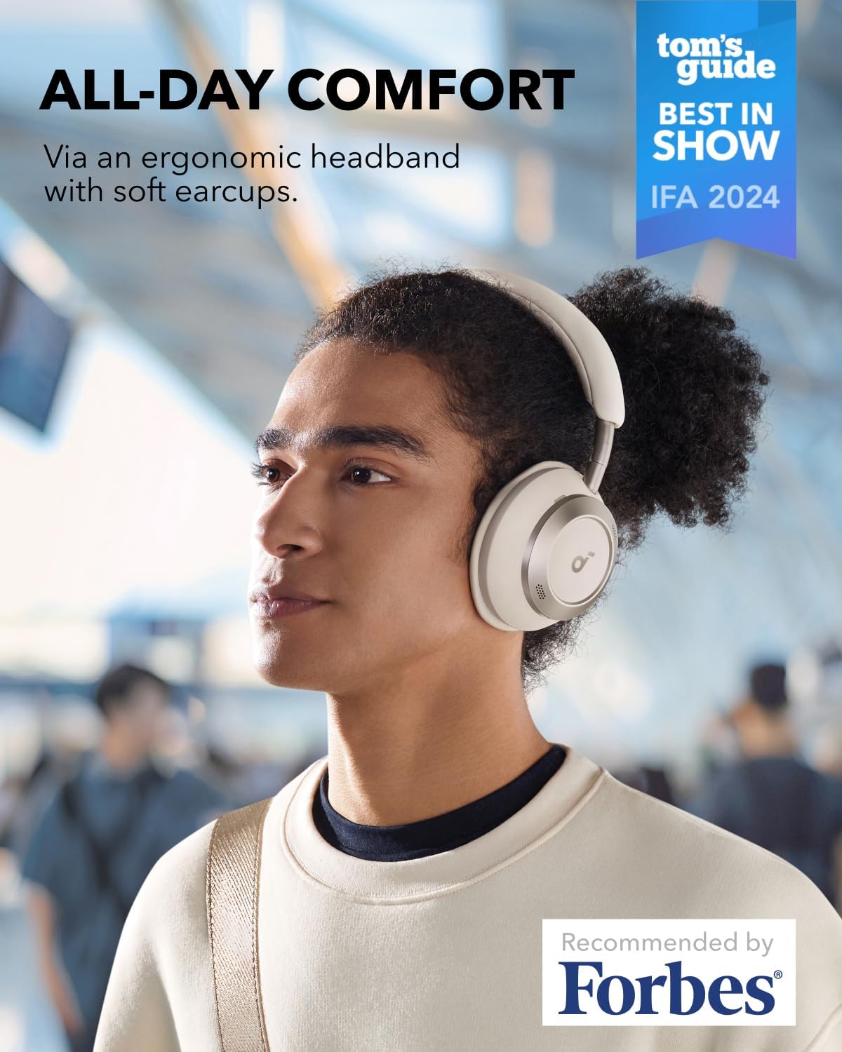 Soundcore Space One Pro จาก Anker หูฟังตัดเสียงรบกวนแบบปรับได้ที่ควบคุมด้วยไมโครโฟน 6 ตัว ดีไซน์พับได้พิเศษ เสียงไม่สูญเสียคุณภาพระดับ 60H ชาร์จเร็วเป็นพิเศษ เสียงไร้สายความละเอียดสูง สวมใส่สบาย