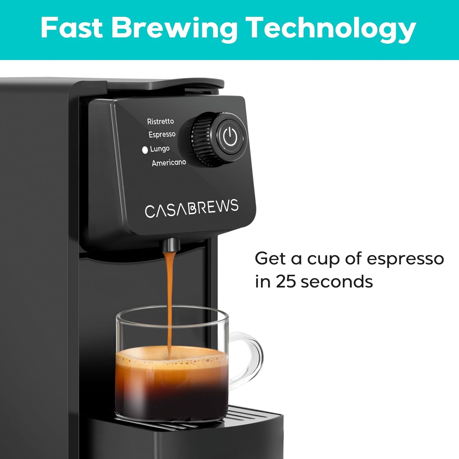 CASABREWS Espresso Machine for Nespresso Original Pods, 20 Bar Coffee Machine with 4 Brewing Modes and 21 oz Removable Water Tank, Compact Capsule Coffee Maker for Home or Office, Ideal Gifts for Mom · v2
