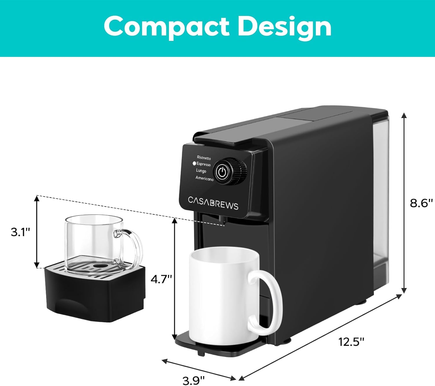 CASABREWS Espresso Machine for Nespresso Original Pods, 20 Bar Coffee Machine with 4 Brewing Modes and 21 oz Removable Water Tank, Compact Capsule Coffee Maker for Home or Office, Ideal Gifts for Mom · v2
