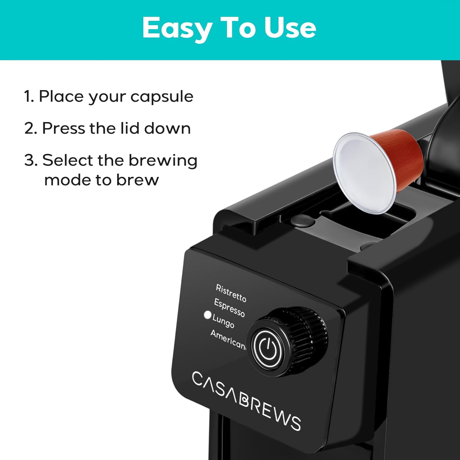 CASABREWS Espresso Machine for Nespresso Original Pods, 20 Bar Coffee Machine with 4 Brewing Modes and 21 oz Removable Water Tank, Compact Capsule Coffee Maker for Home or Office, Ideal Gifts for Mom · v2