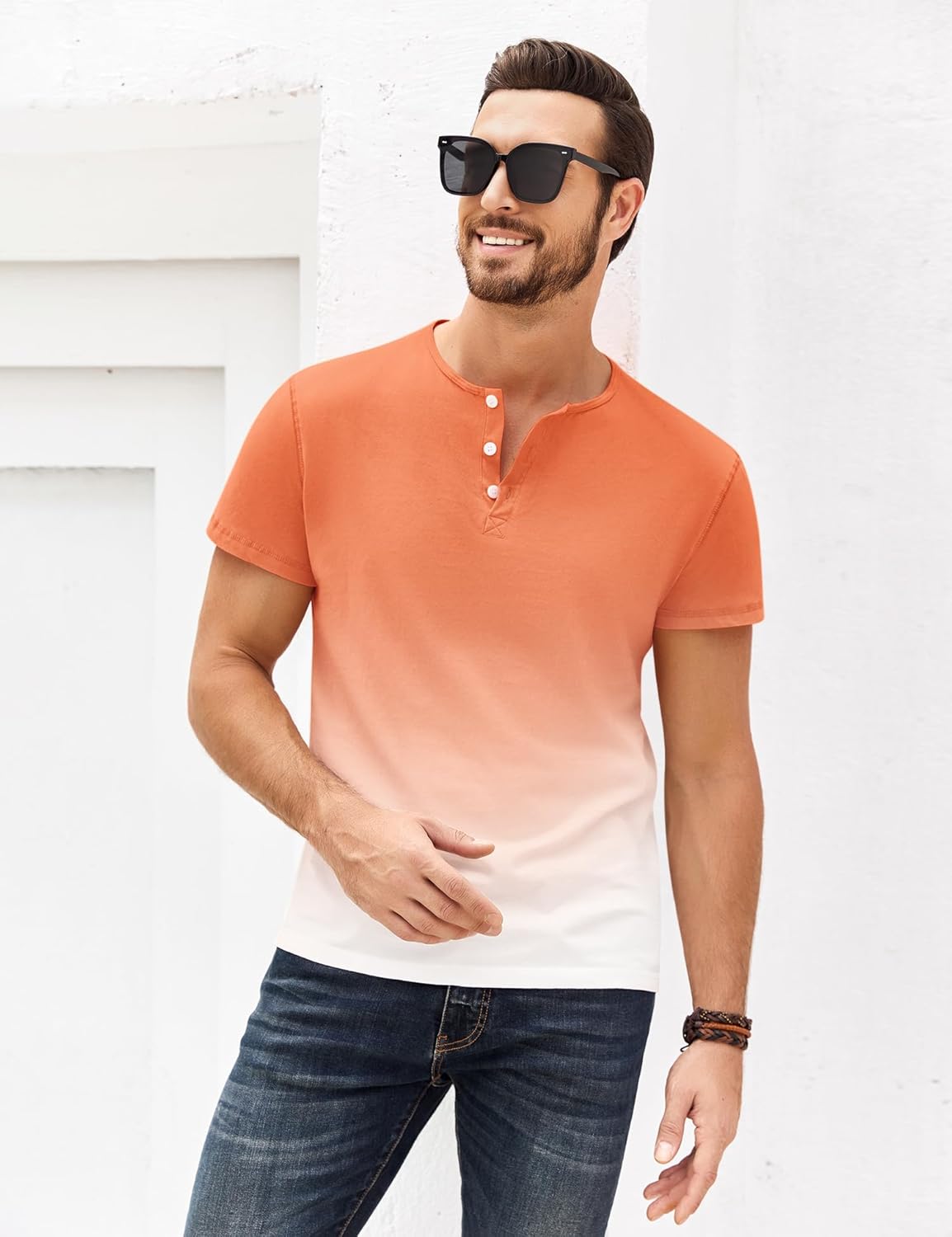 T-shirts Beotyshow pour hommes Chemises Henley d'été Chemises à manches courtes pour hommes T-shirt basique décontracté