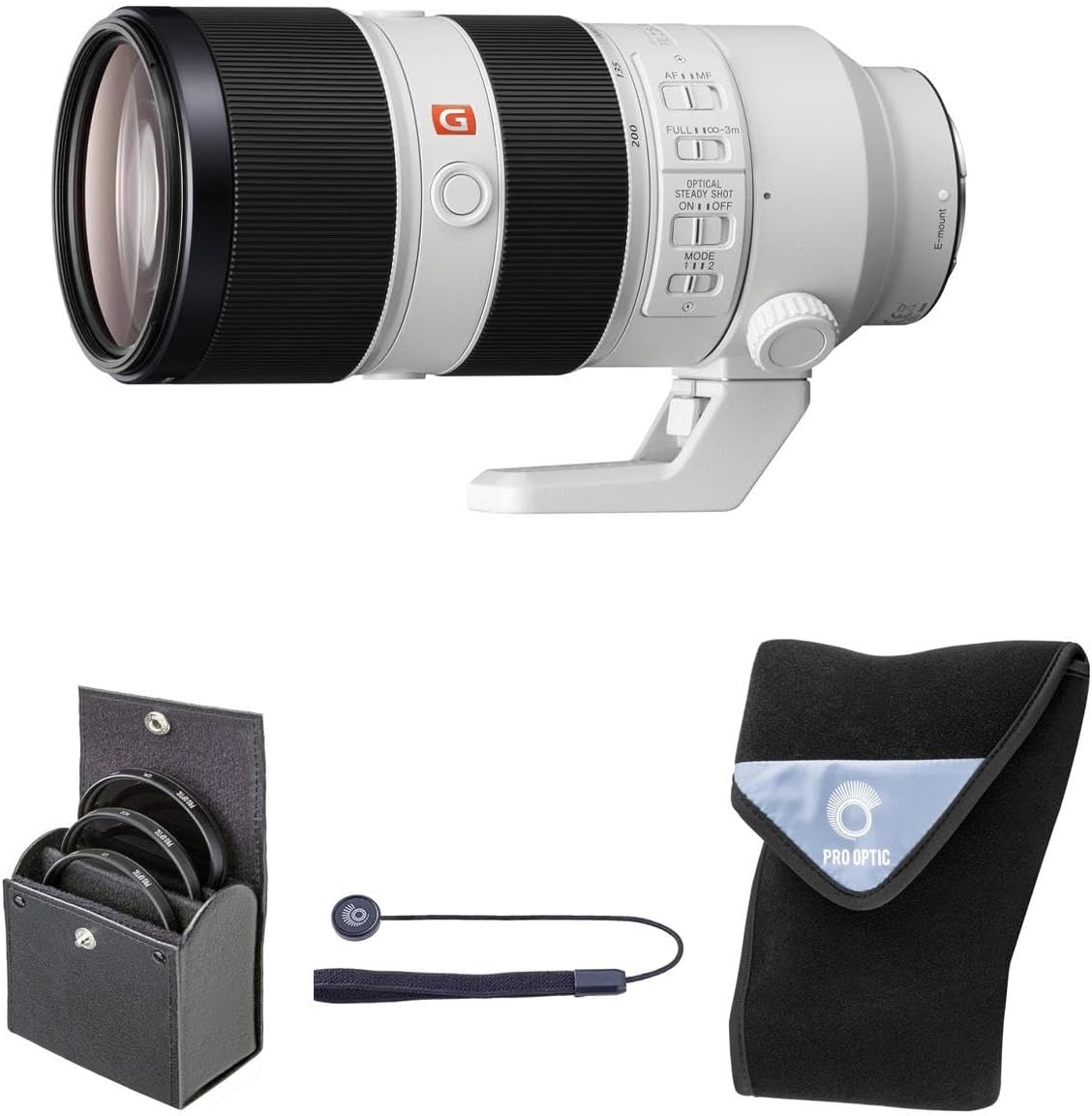 Sony FE 70-200mm f/2.8 GM OSS Lens, Black, Bundle with 77mm Digital Essentials Filter Kit and 19x19 Lens Wrap · v4