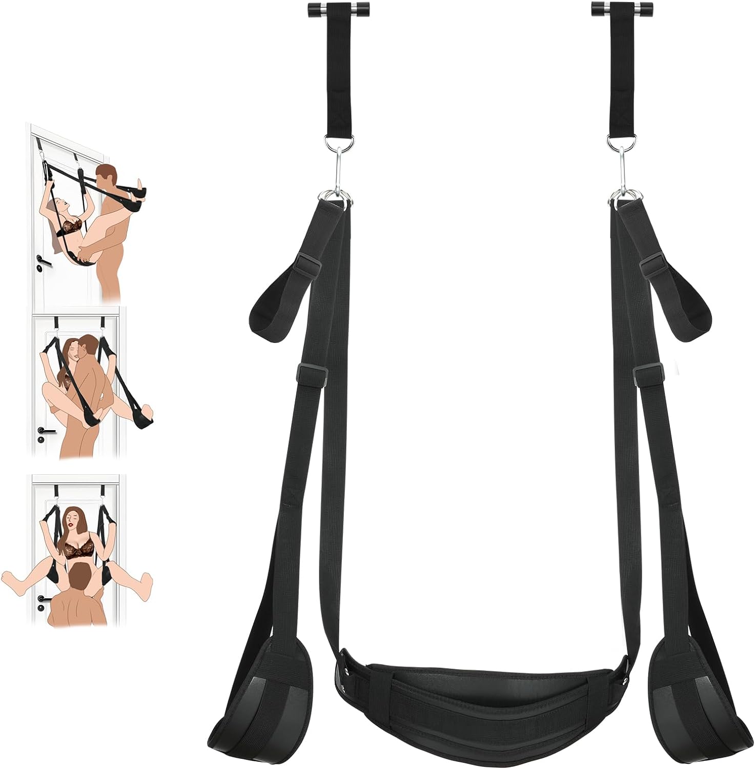 BDSM Door Sex Toys Sex Swing Bondage Slave Leather Miękkie pluszowe zawiesia erotyczne z regulowanymi paskami, wiszące kajdanki do drzwi Przytrzymujące nogi Rozsiewacz Zabawki dla dorosłych dla par, pomieści do 300 funtów