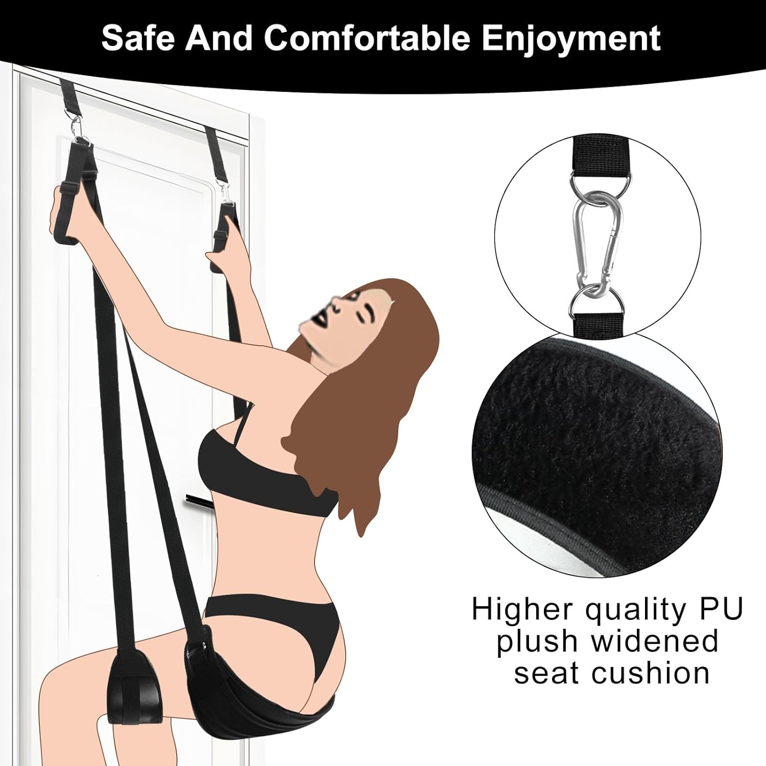 BDSM Door Sex Toys Sex Swing Bondage Slave Leather Miękkie pluszowe zawiesia erotyczne z regulowanymi paskami, wiszące kajdanki do drzwi Przytrzymujące nogi Rozsiewacz Zabawki dla dorosłych dla par, pomieści do 300 funtów