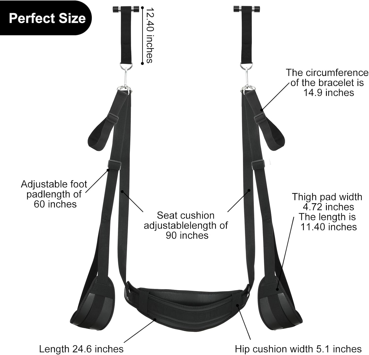 BDSM Door Sex Toys Sex Swing Bondage Slave Leather Miękkie pluszowe zawiesia erotyczne z regulowanymi paskami, wiszące kajdanki do drzwi Przytrzymujące nogi Rozsiewacz Zabawki dla dorosłych dla par, pomieści do 300 funtów