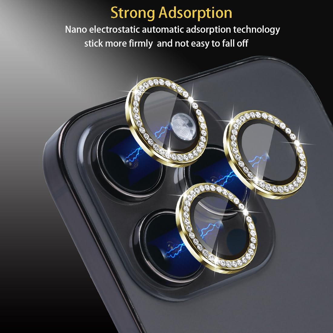 iPhone 14 Pro iPhone 14 Pro Max için Kamera Lens Koruyucu, Temperli Cam Lens Koruyucu Alüminyum Alaşımlı Halka Kamera Kapağı iPhone 14 Pro/iPhone 14 Pro Max (Elmas Altın) için Uyar