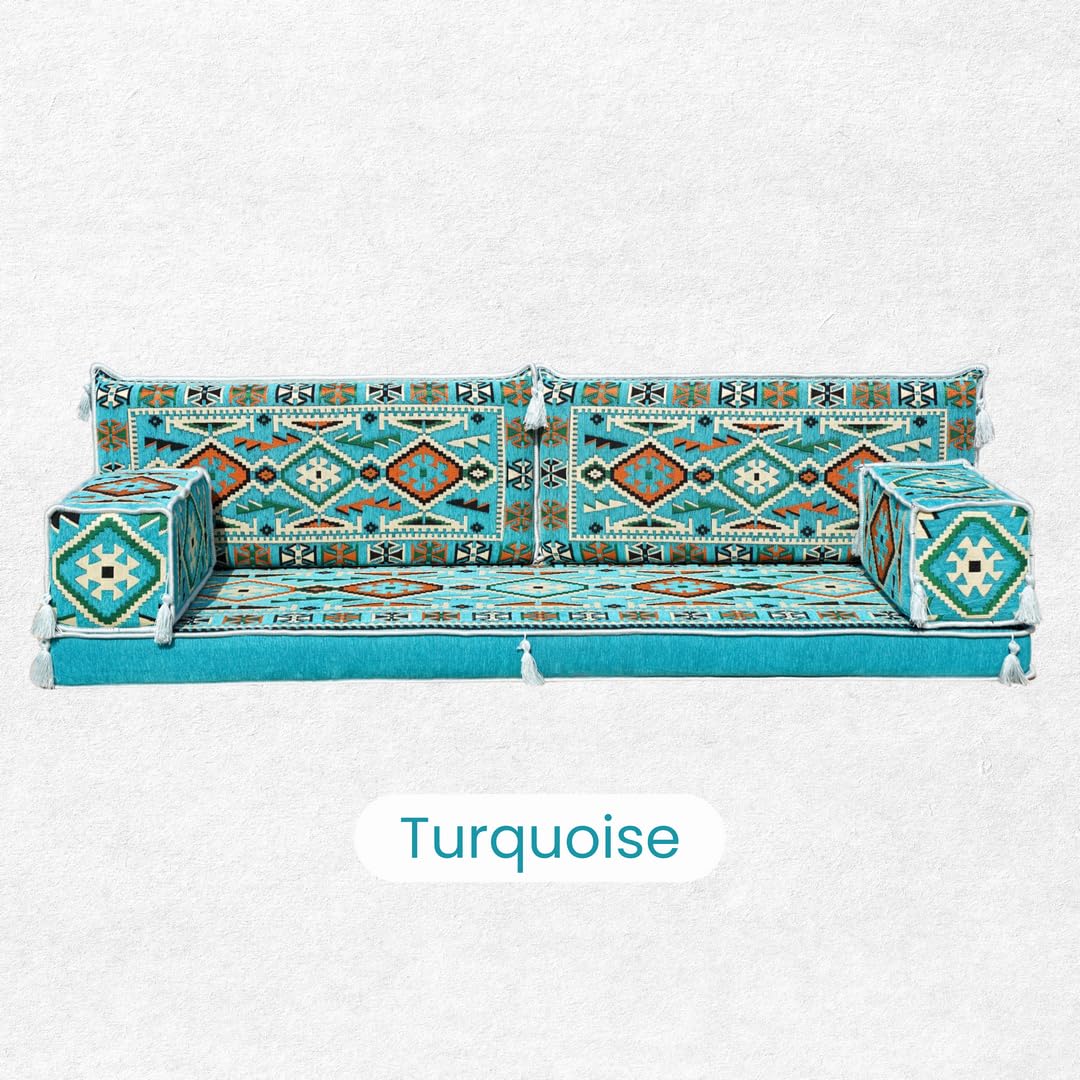 Cuscini da pavimento Loveseat, divani da pavimento personalizzati, Majlis arabo, angolo lettura, divano singolo, divano turco, divano componibile, divano da ingresso (turchese)