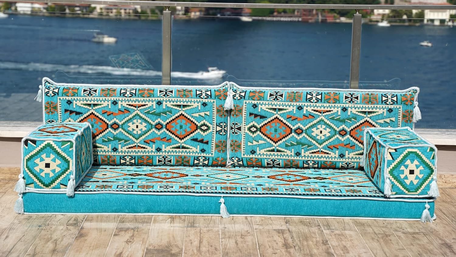 Cuscini da pavimento Loveseat, divani da pavimento personalizzati, Majlis arabo, angolo lettura, divano singolo, divano turco, divano componibile, divano da ingresso (turchese)