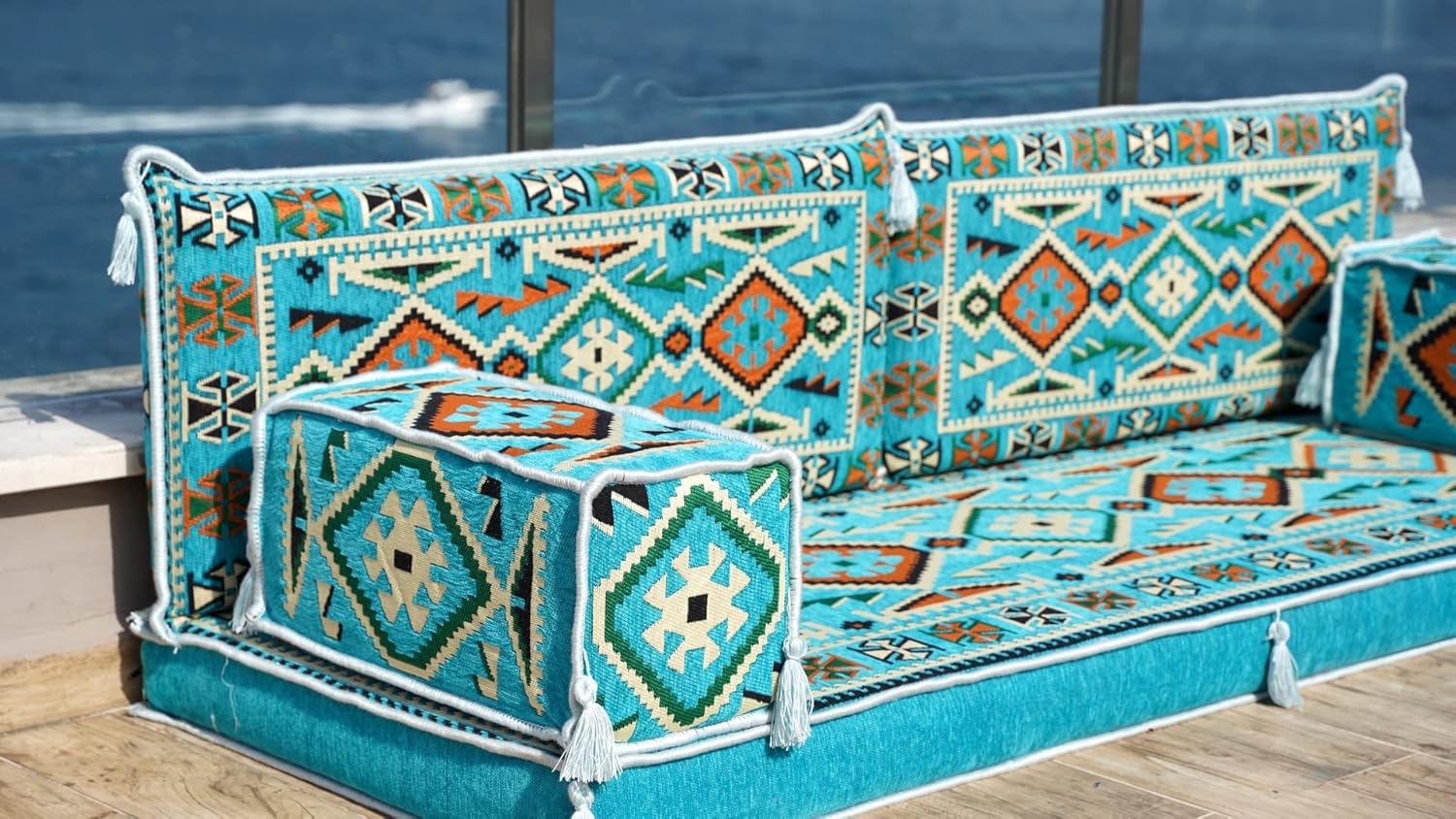 Cuscini da pavimento Loveseat, divani da pavimento personalizzati, Majlis arabo, angolo lettura, divano singolo, divano turco, divano componibile, divano da ingresso (turchese)