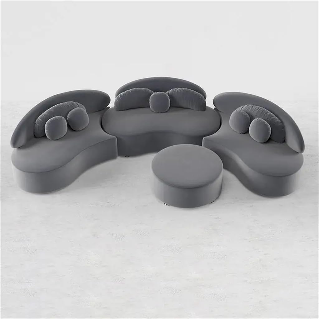 Velvet Sectional Sofa Set with Ottoman 7-Seat Curved Floor Sofa in Deep Gray · v2