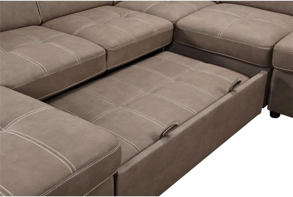 Sofá 128 sofás seccionales en forma de U con otomanos Sofá modular reversible Sofá de 7 plazas con asiento de almacenamiento