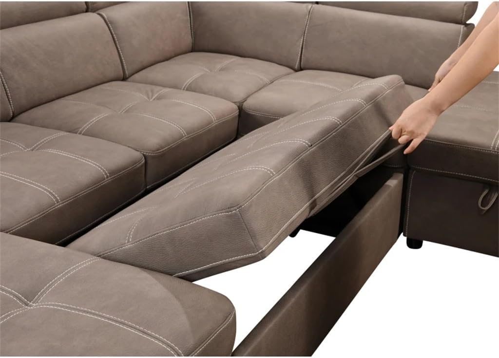 Sofá 128 sofás seccionales en forma de U con otomanos Sofá modular reversible Sofá de 7 plazas con asiento de almacenamiento
