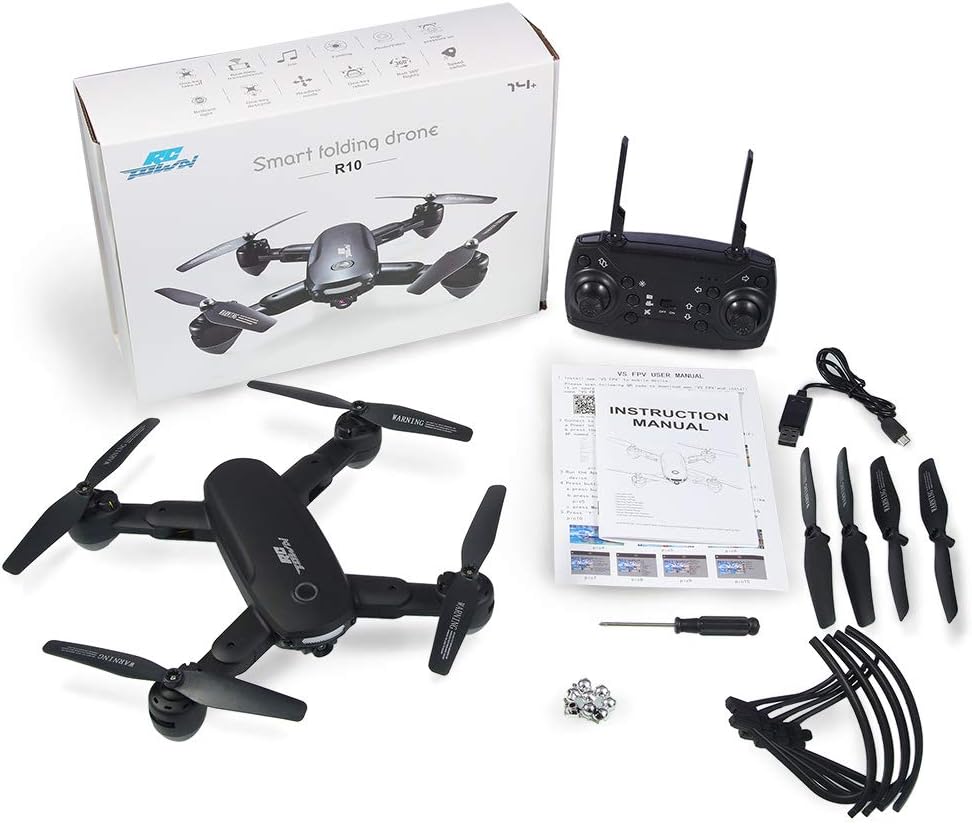 Drone pieghevole con fotocamera 720P per adulti - Quadricottero RC R10 WiFi FPV con mantenimento dell'altitudine