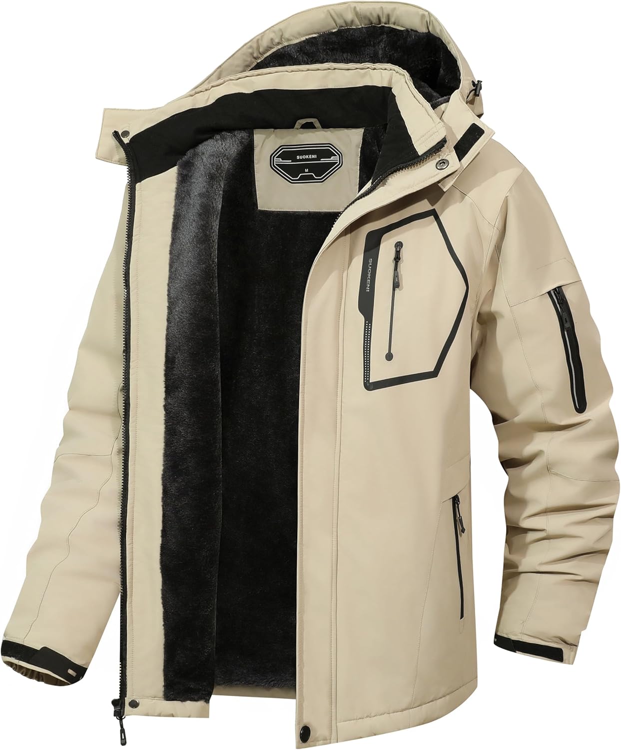 Skijacke für Herren, warmer Wintermantel, wasserdichter Windbreaker, Kapuze, Arbeitsoberbekleidung, Snowboardjacken