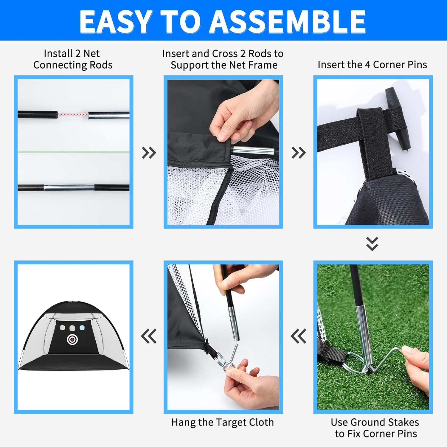 Golf Net: 10x7ft Golf Practice Nets for Backyard Driving - All in 1 Golf Hitting Aid Net with Tri-Turf Golf Mat, Golf Net for Indoor Chipping Swing Training with Target/Balls/Tee/Bag, Golf Net for Men · v3