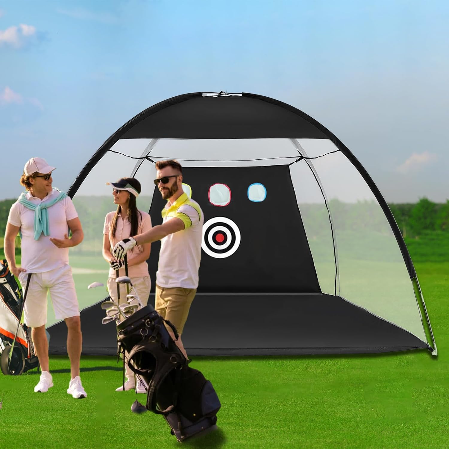 Golf Net: 10x7ft Golf Practice Nets for Backyard Driving - All in 1 Golf Hitting Aid Net with Tri-Turf Golf Mat, Golf Net for Indoor Chipping Swing Training with Target/Balls/Tee/Bag, Golf Net for Men · v3