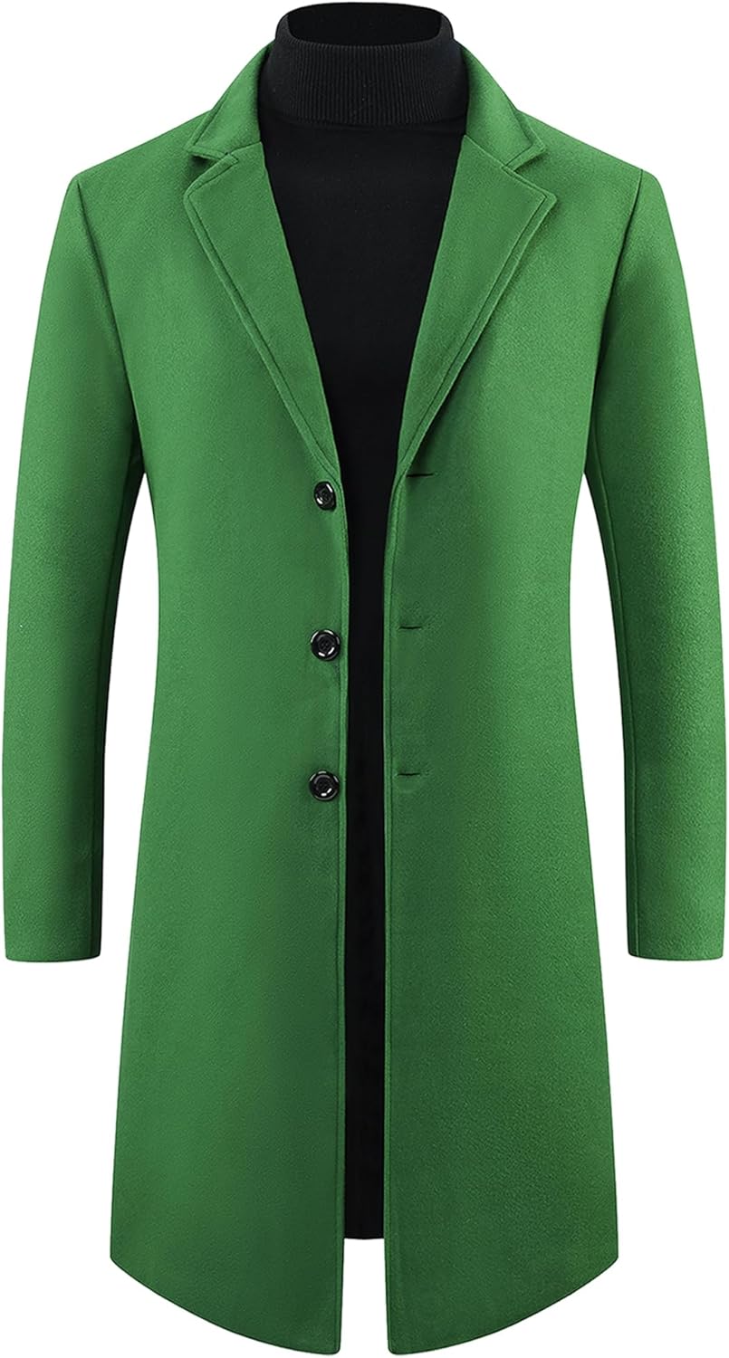 Lars Amadeus Winter Trench Coat for Mens Single Breasted Notch Lapel with Pockets Formal Overcoat · v3