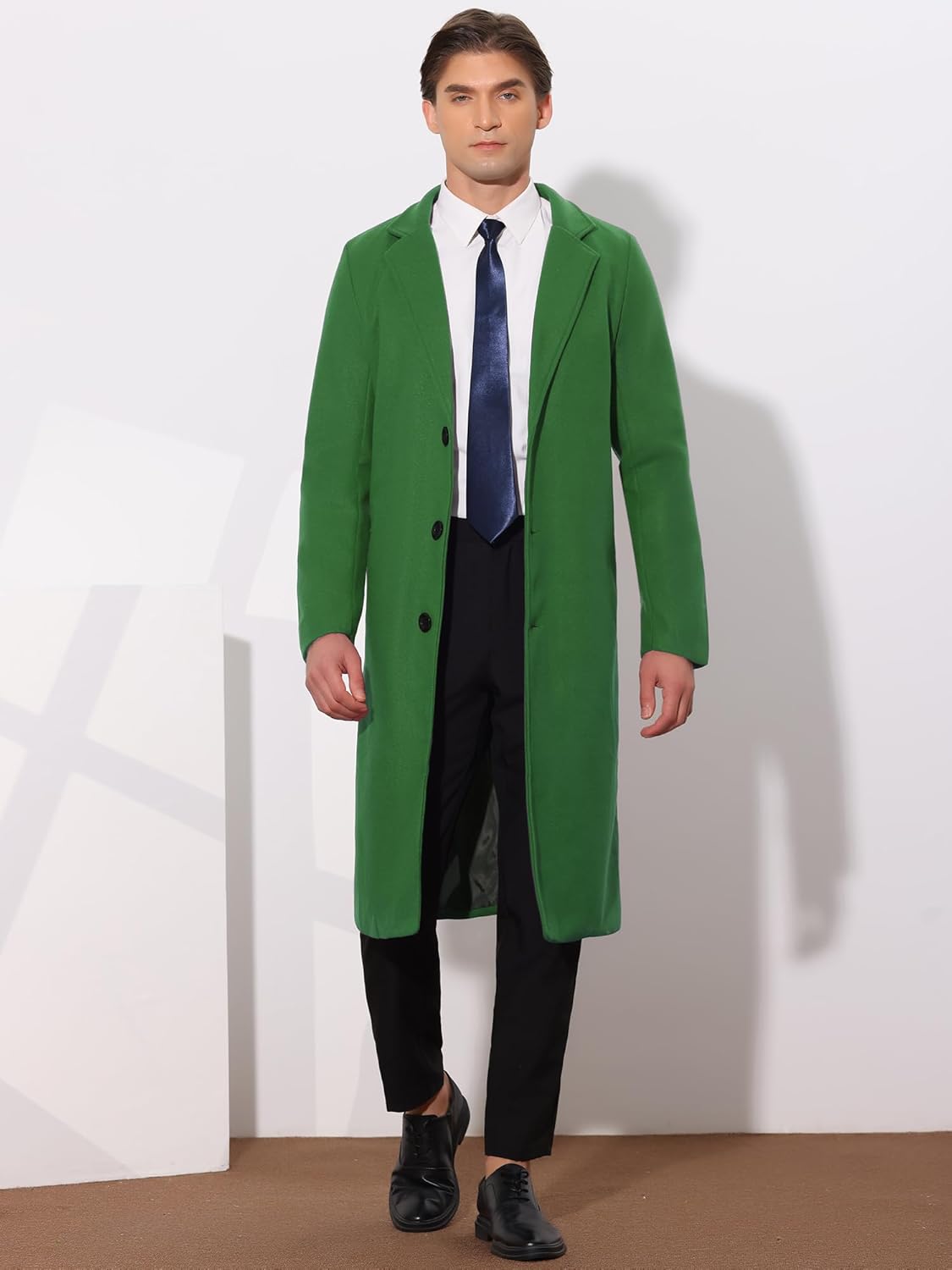 Lars Amadeus Winter Trench Coat for Mens Single Breasted Notch Lapel with Pockets Formal Overcoat · v3