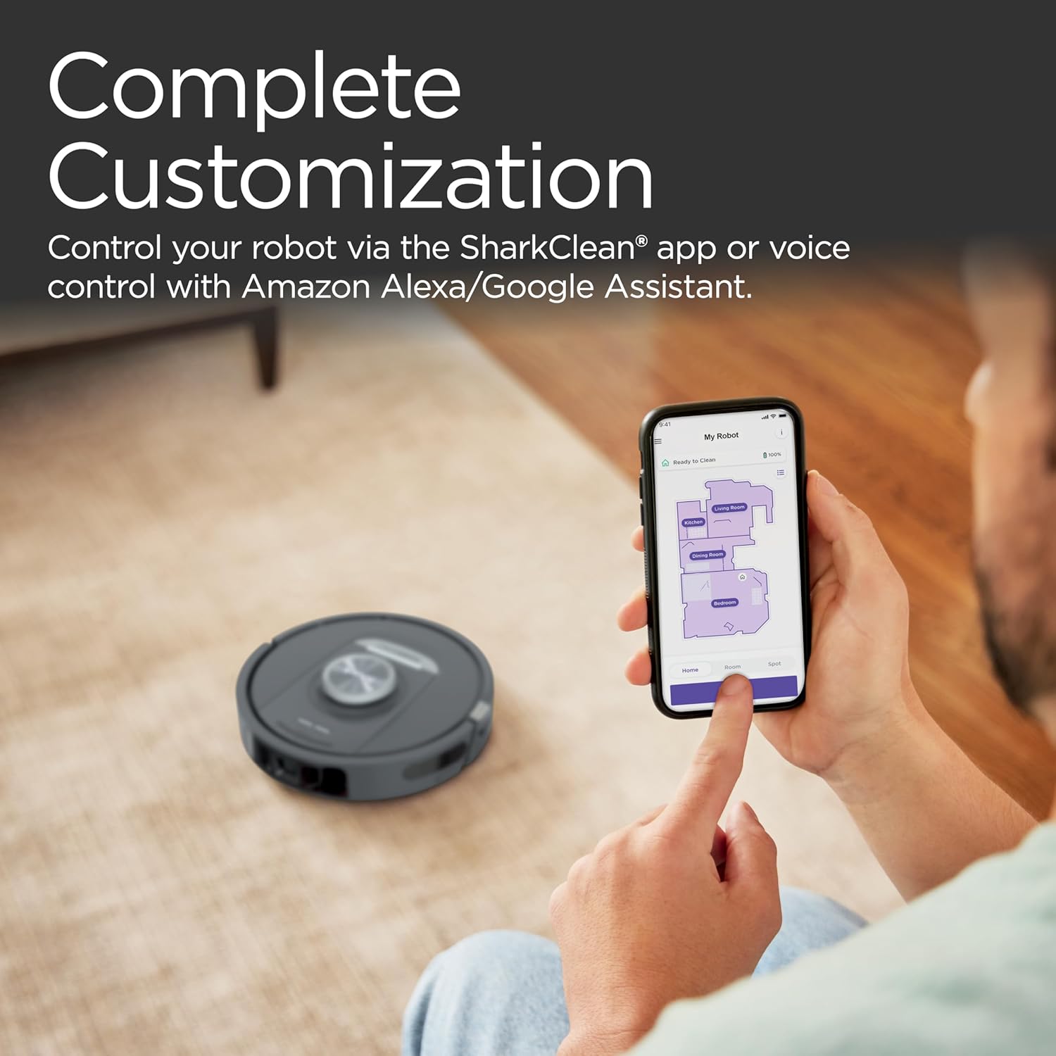 Shark PowerDetect Self-Empty Robot Vacuum with NeverStuck Technology, Auto Deep-Clean Carpets  Hardfloors, XL 60 Day Capacity HEPA Bagless Base Neutralizes Odors, for Pet Hair, Black (AV2820AE)
