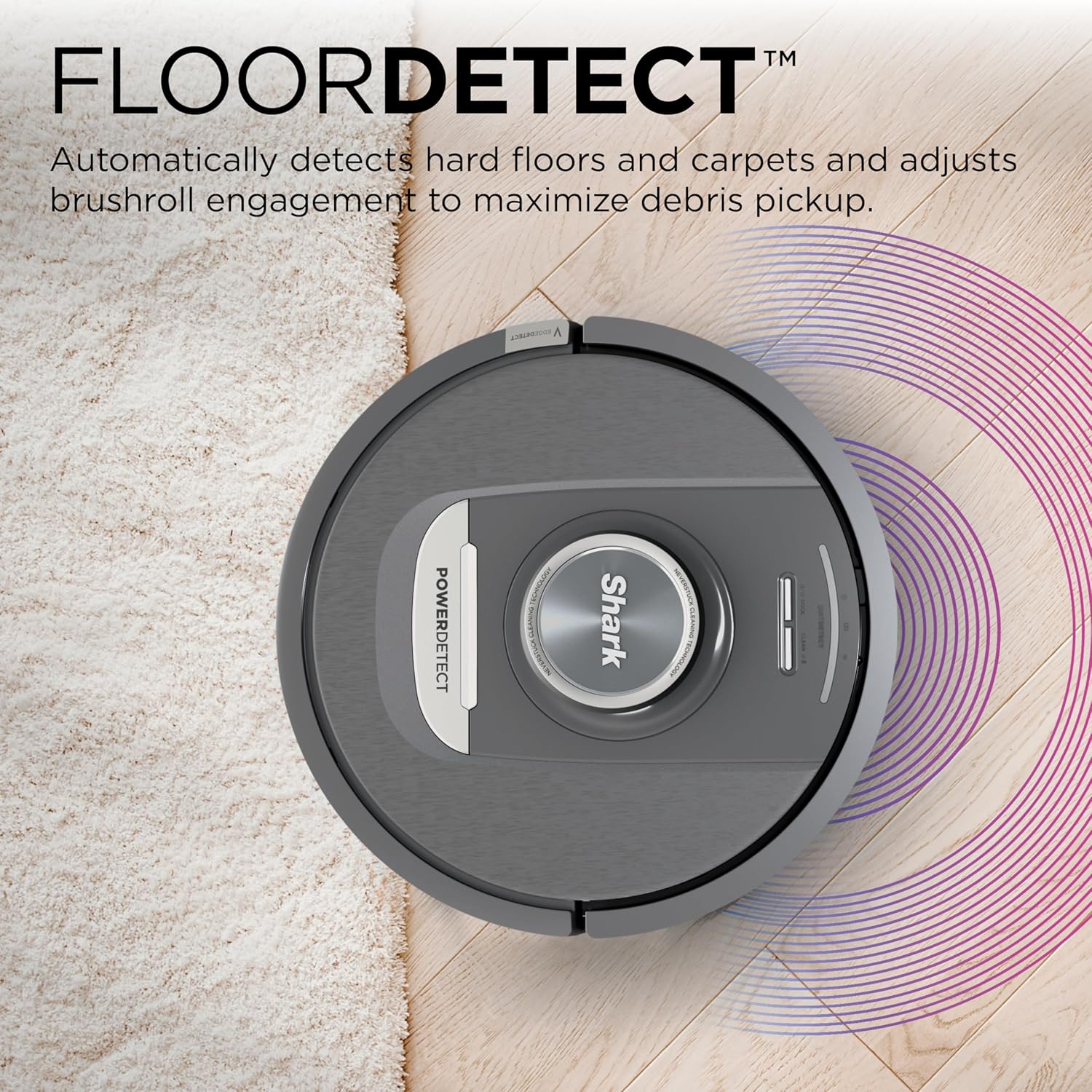 Shark PowerDetect Self-Empty Robot Vacuum with NeverStuck Technology, Auto Deep-Clean Carpets  Hardfloors, XL 60 Day Capacity HEPA Bagless Base Neutralizes Odors, for Pet Hair, Black (AV2820AE)