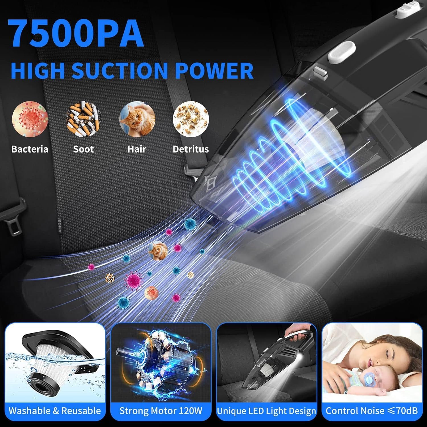 17Pcs Car Detailing Kit, Car Cleaning Kit with High Power Handheld Vacuum, Detailing Brush Set, Windshield Cleaning Tool, Microfiber Towels, Complete Car Cleaning Supplies · v2