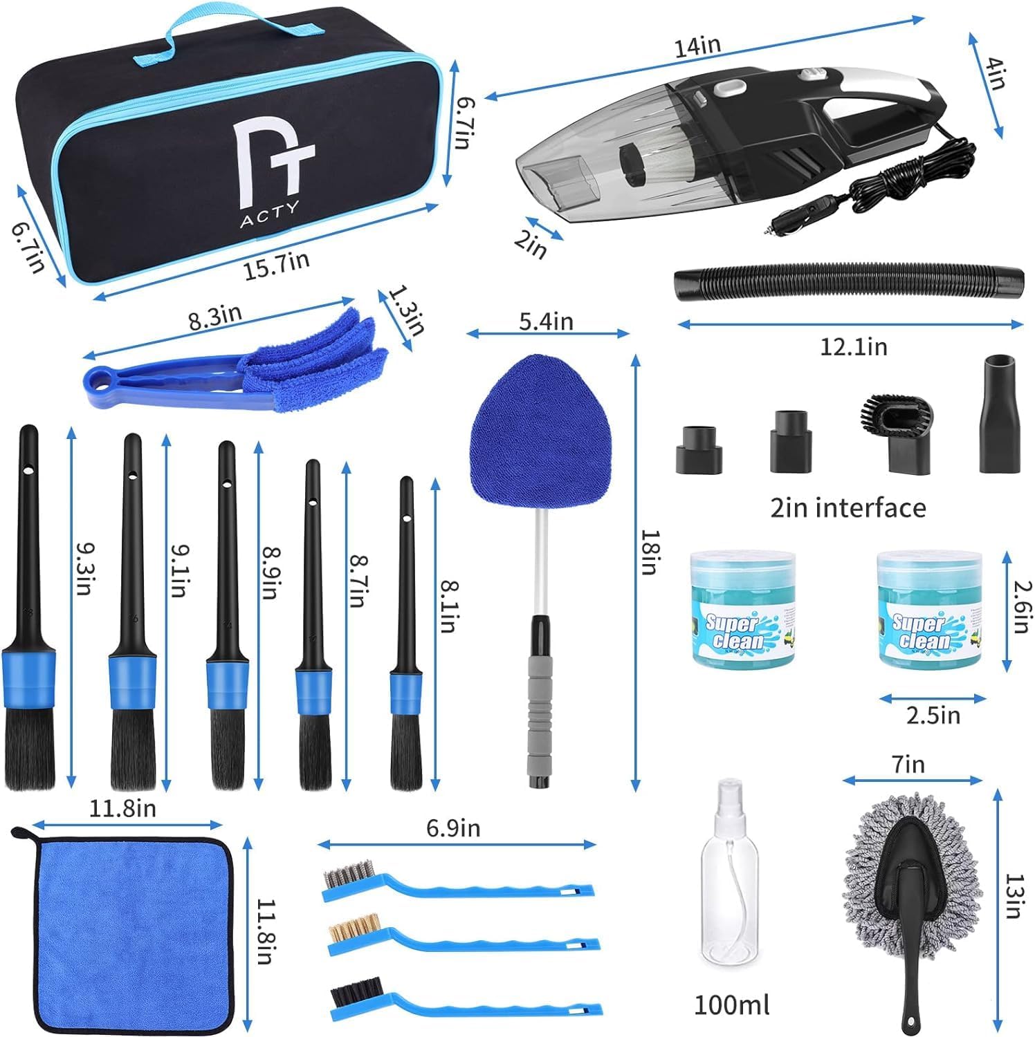 17Pcs Car Detailing Kit, Car Cleaning Kit with High Power Handheld Vacuum, Detailing Brush Set, Windshield Cleaning Tool, Microfiber Towels, Complete Car Cleaning Supplies · v2