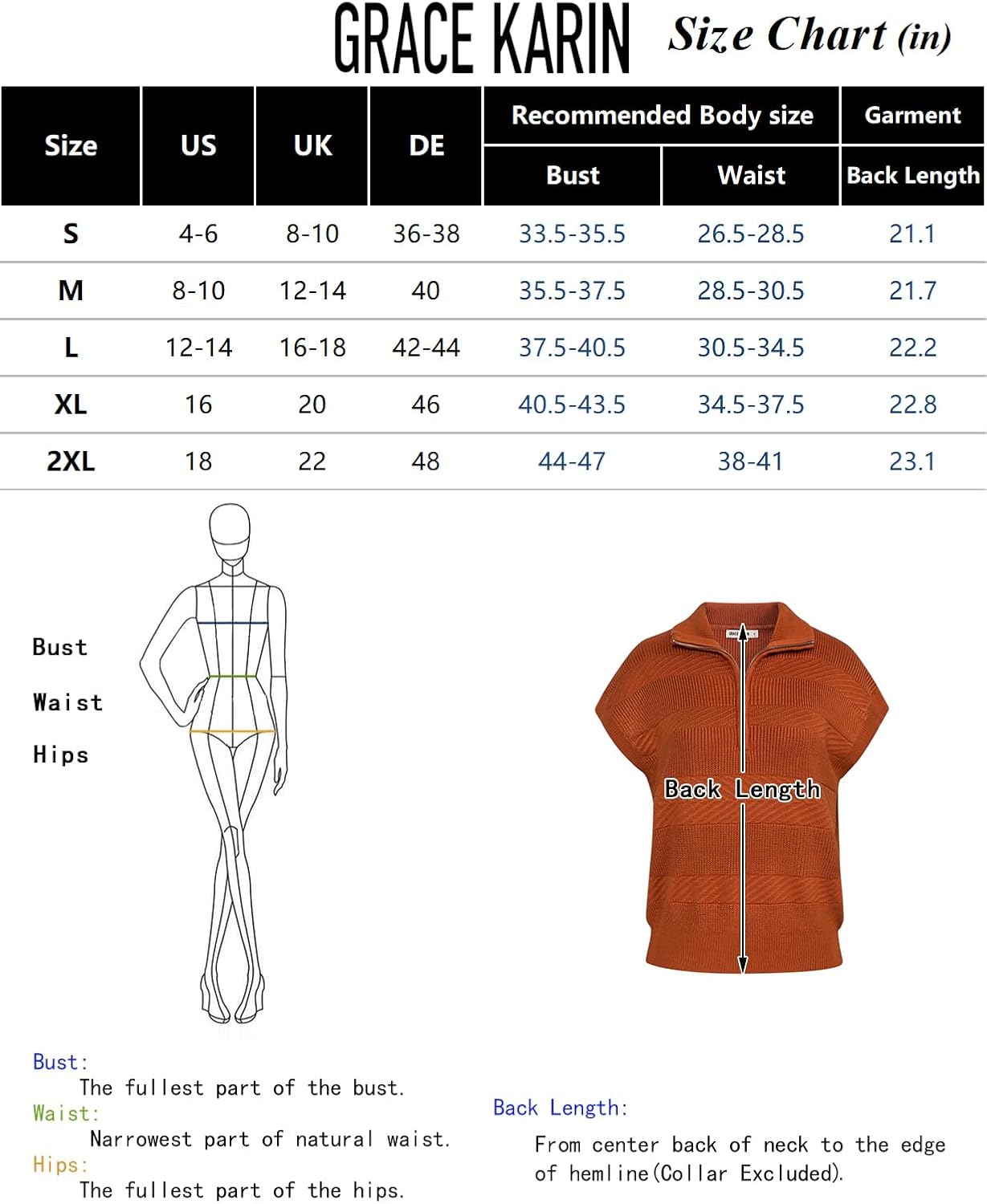 GRACE KARIN Womens Sleeveless Half Zip Sweaters Vest Summer Short Sleeve Sweater Casual Knit Pullover S-2XL · v3
