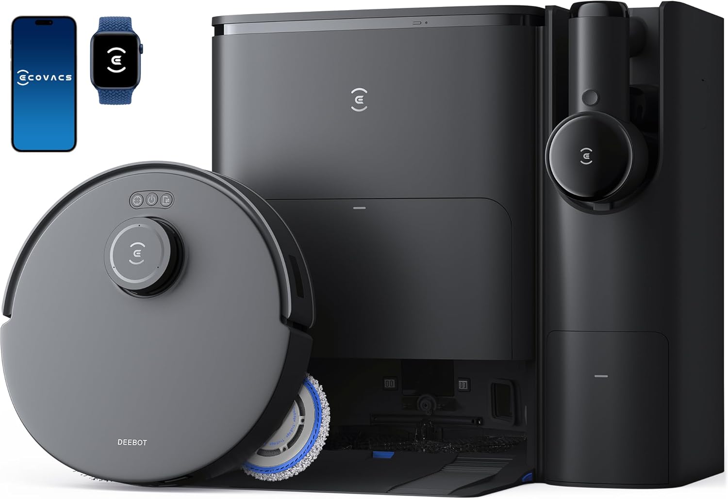 ECOVACS DEEBOT T30S Combo Robot Vacuum and Mop, All-in-One Cleaning Hub, 11000Pa, ZeroTangle Technology, TruEdge Adaptive Edge Mopping, Dual Self-Emptying, Hot Water Mop Washing, Auto-Mop Lifting · v8