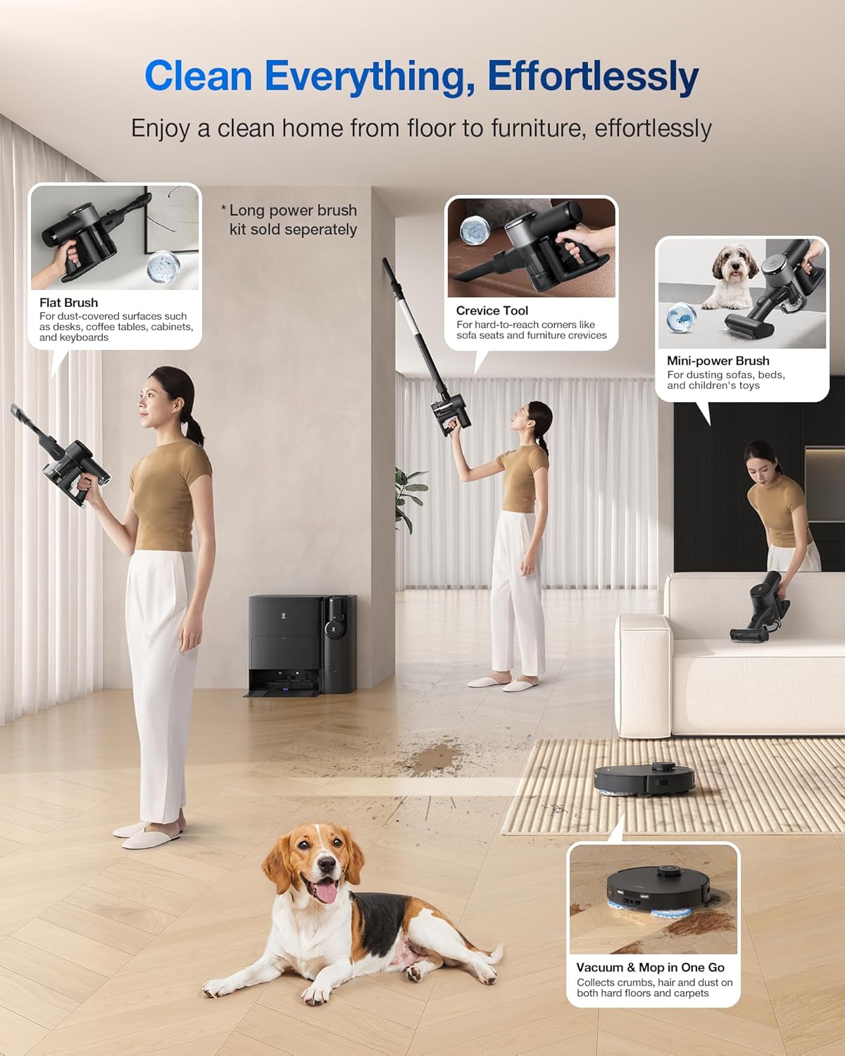 Robot aspirapolvere e mocio combinato ECOVACS DEEBOT T30S, hub di pulizia all-in-one, 11000 Pa, tecnologia ZeroTangle, lavaggio adattivo TruEdge, doppio svuotamento automatico, lavaggio con scopa con acqua calda, sollevamento automatico del mocio