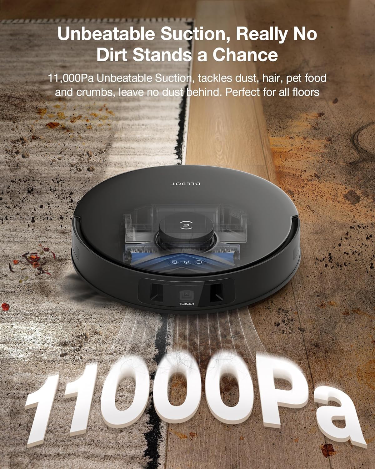 Robot aspirapolvere e mocio combinato ECOVACS DEEBOT T30S, hub di pulizia all-in-one, 11000 Pa, tecnologia ZeroTangle, lavaggio adattivo TruEdge, doppio svuotamento automatico, lavaggio con scopa con acqua calda, sollevamento automatico del mocio