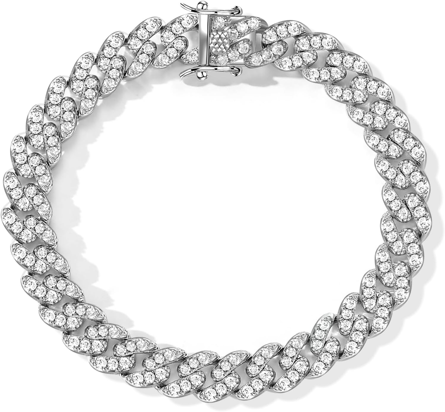 3.52-4.84Carats Moissanite Bracelet for Men Women, 8MM Moissanite Cuban Bracelet Iced Out Lab Diamond Bracelets White Gold Plated Silver Bling Luxury VVS Moissanite Cuban Link Chain Hip Hop Miami Rapper Moissanite Jewelry Gift with GRA Certificate