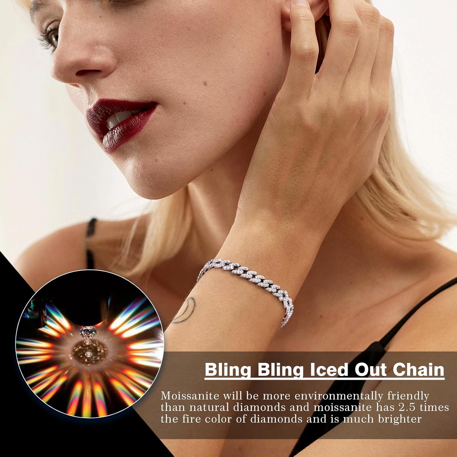 3.52-4.84Karatowa bransoletka Moissanite dla mężczyzn, damska bransoletka kubańska 8MM Moissanite Iced Out Lab Diamentowe bransoletki Białe złocone srebro Bling Luksusowy łańcuch VVS Moissanite Cuban Link Hip Hop Miami Rapper Moissanite Prezent biżuterii z certyfikatem GRA
