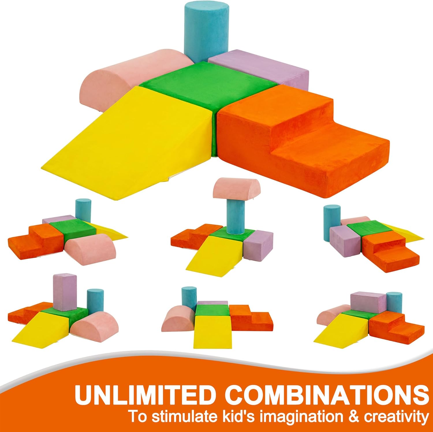 RELIANCER 6PCS Climb  Crawl Foam Block Play Set,Toddler Modular Foam Climbing Blocks,Interactive Kids Soft Building Blocks Toy Set,Indoor Climb and Slide Game Set,Educational Children Climbing Toys · v4