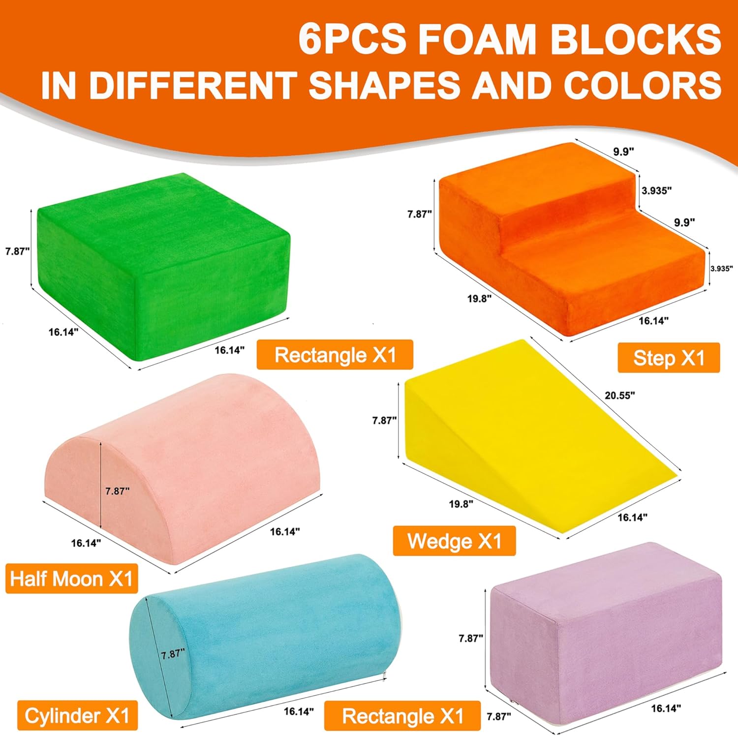 RELIANCER 6PCS Climb  Crawl Foam Block Play Set,Toddler Modular Foam Climbing Blocks,Interactive Kids Soft Building Blocks Toy Set,Indoor Climb and Slide Game Set,Educational Children Climbing Toys · v4