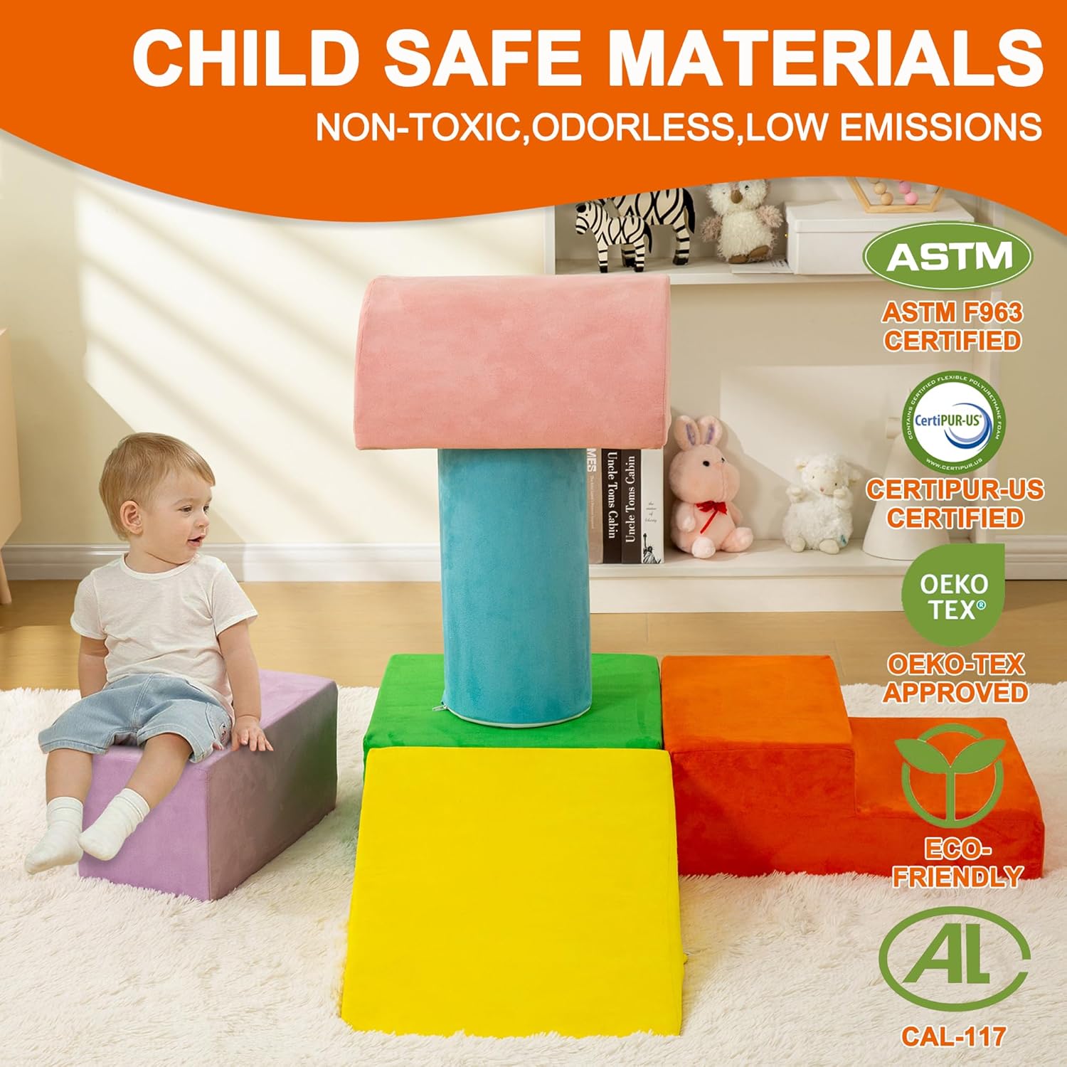 RELIANCER 6PCS Climb  Crawl Foam Block Play Set,Toddler Modular Foam Climbing Blocks,Interactive Kids Soft Building Blocks Toy Set,Indoor Climb and Slide Game Set,Educational Children Climbing Toys · v4