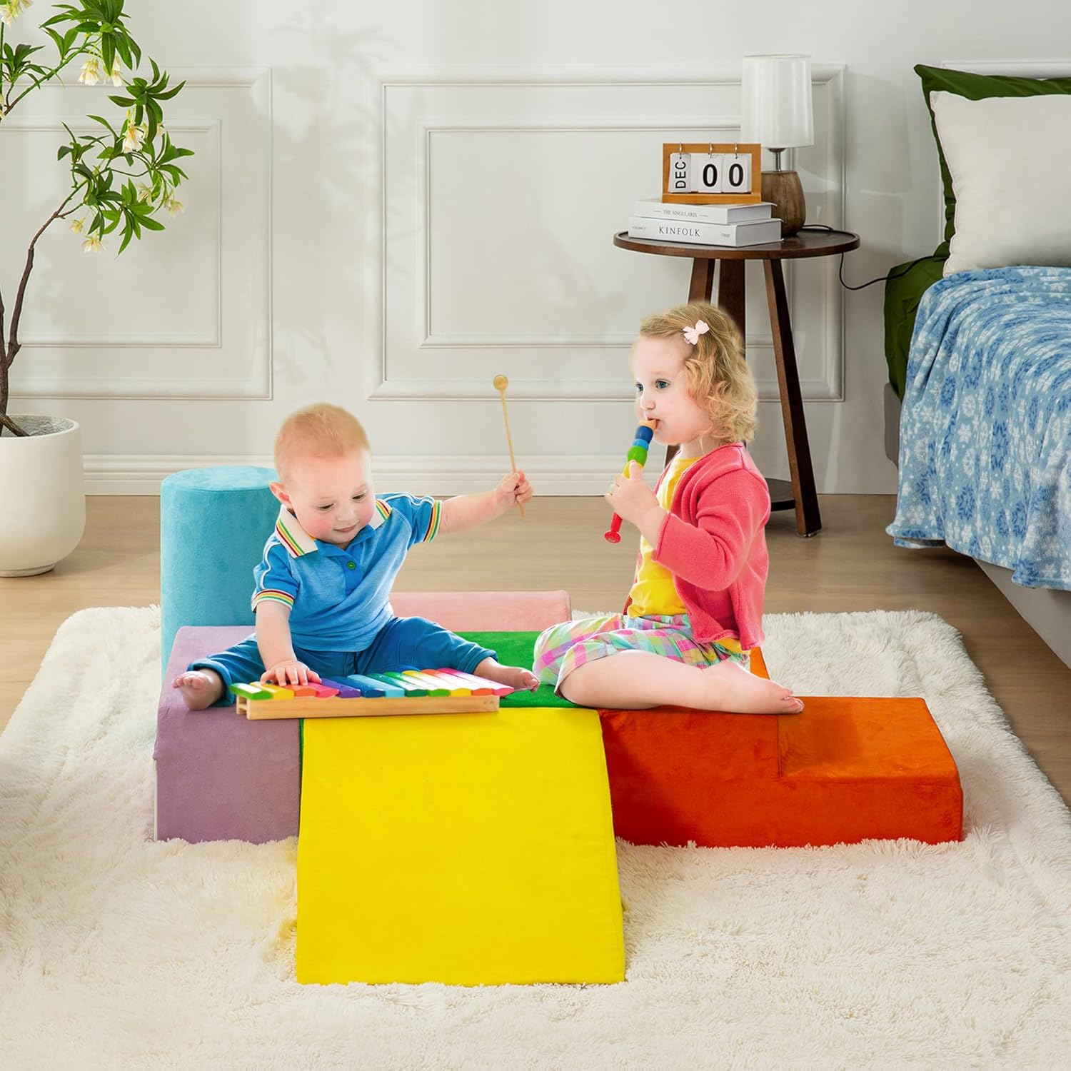 RELIANCER 6PCS Climb  Crawl Foam Block Play Set,Toddler Modular Foam Climbing Blocks,Interactive Kids Soft Building Blocks Toy Set,Indoor Climb and Slide Game Set,Educational Children Climbing Toys · v4
