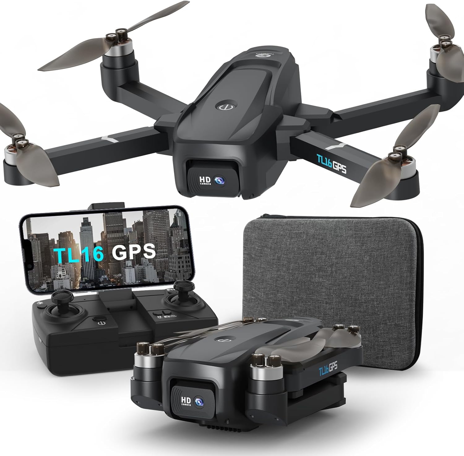 Drone GPS TL16 con fotocamera 4K con ritorno automatico Droni RC con motore brushless per adulti principianti Trasmissione WIFI FPV 5G Quadricottero Design pieghevole Follow Me Custodia da trasporto Auto Hover sotto 249G