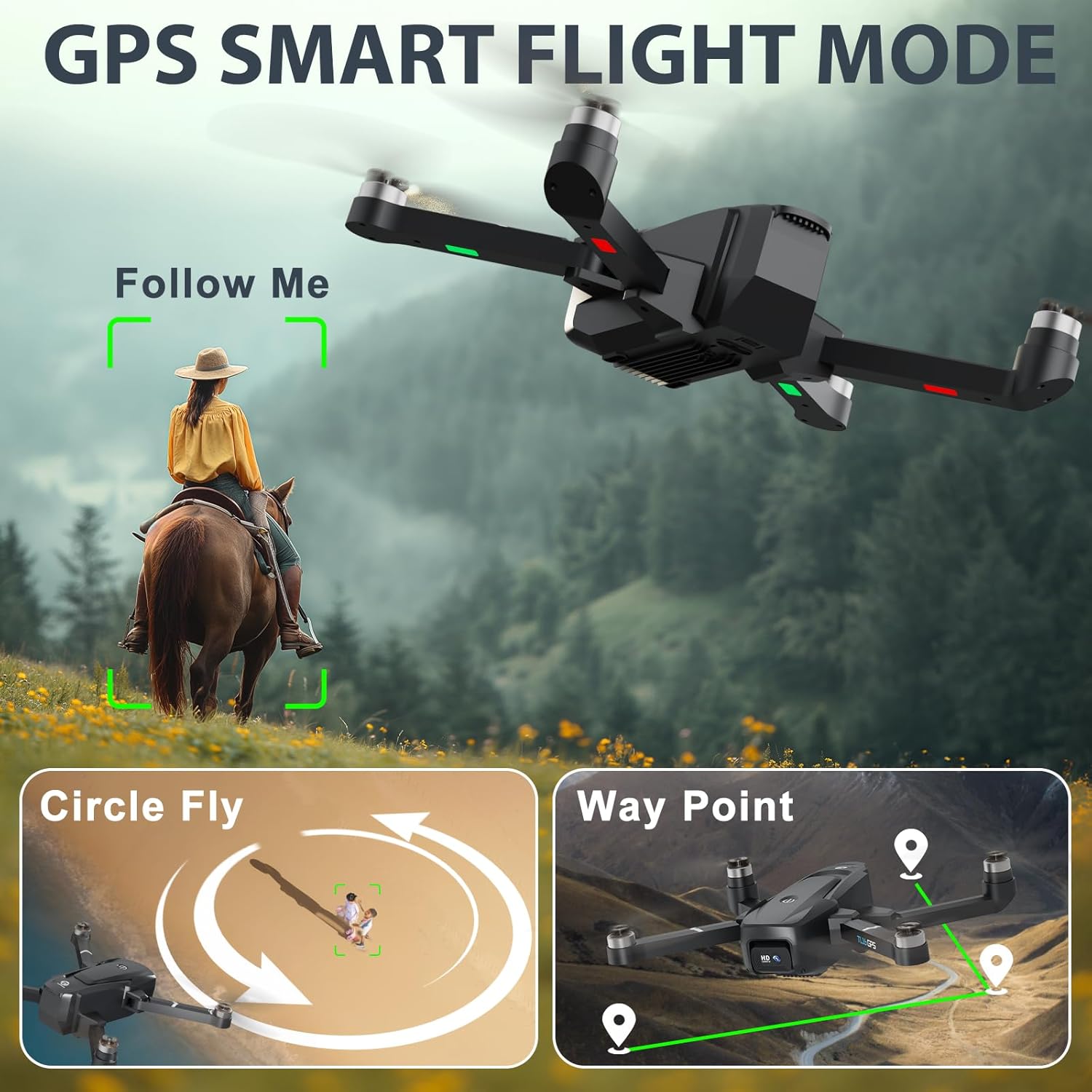 Drone GPS TL16 con fotocamera 4K con ritorno automatico Droni RC con motore brushless per adulti principianti Trasmissione WIFI FPV 5G Quadricottero Design pieghevole Follow Me Custodia da trasporto Auto Hover sotto 249G