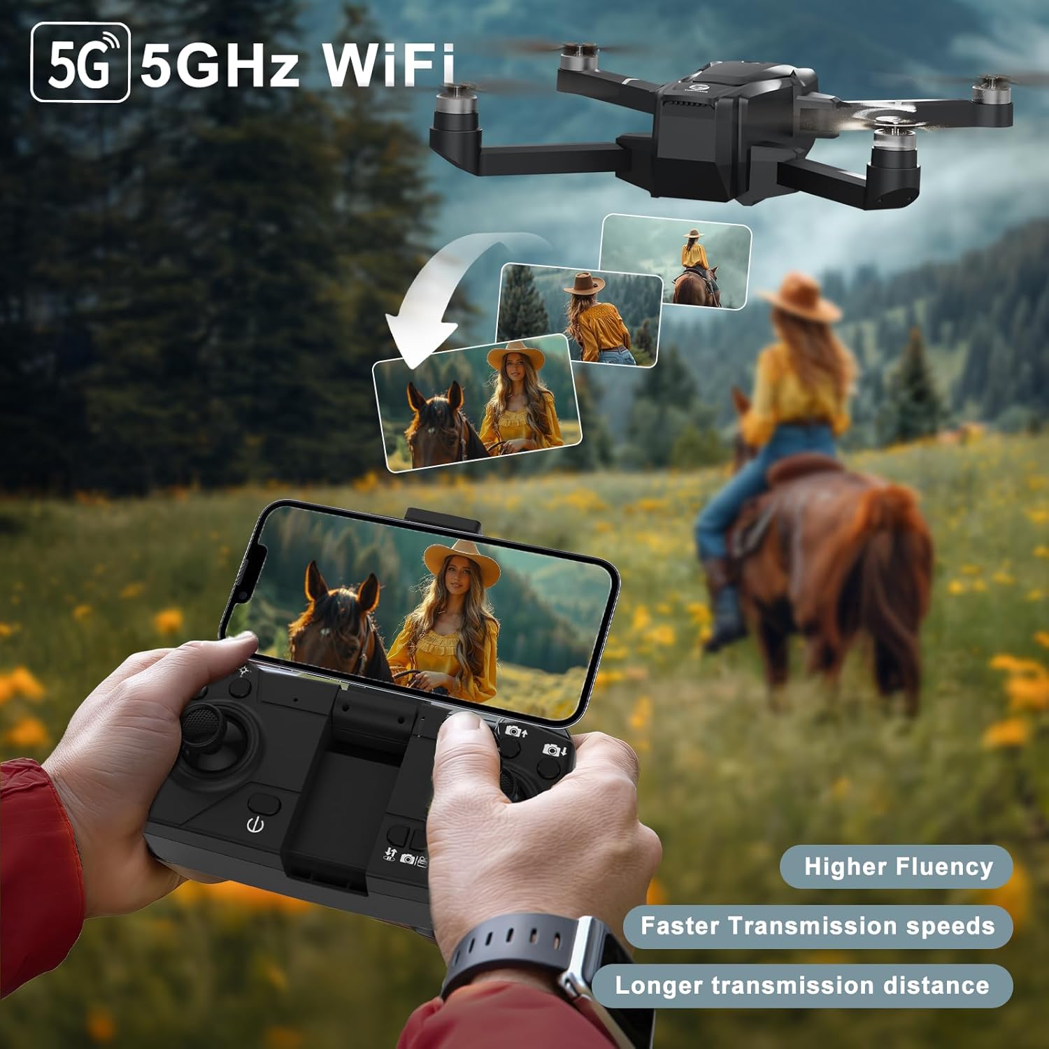 Drone GPS TL16 con fotocamera 4K con ritorno automatico Droni RC con motore brushless per adulti principianti Trasmissione WIFI FPV 5G Quadricottero Design pieghevole Follow Me Custodia da trasporto Auto Hover sotto 249G