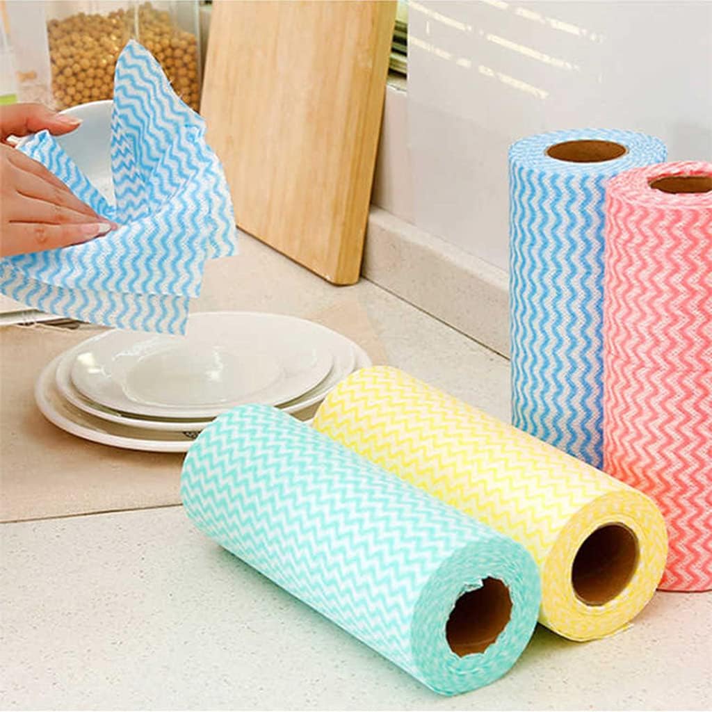 50 Pieces of Lazy Daily Necessities Scouring Pad Rolls Disposable Cloth Towels Kitchen Cleaning Tools Dish Towel Disposable Cleaning Towels Dish Towels for Kitchen