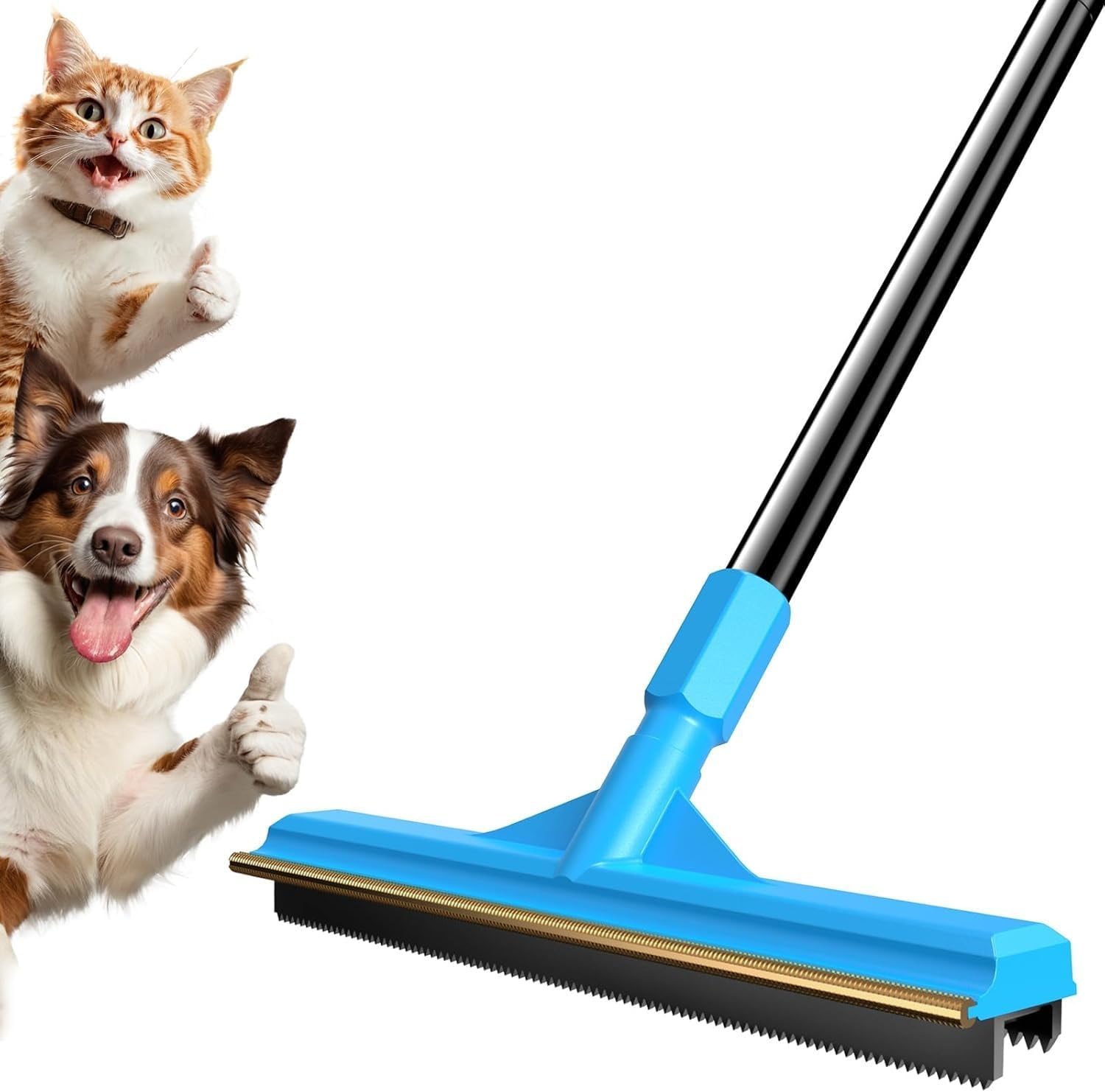 Carpet Rake for Pet Hair Removal, Reusable Cat Hair Remover with 58” Adjustable Long Handle, Dog Hair Carpet Scraper for Furnitures, Mats, Pet Hair Removal Tool and Dog Hair Remover for Couch · v2