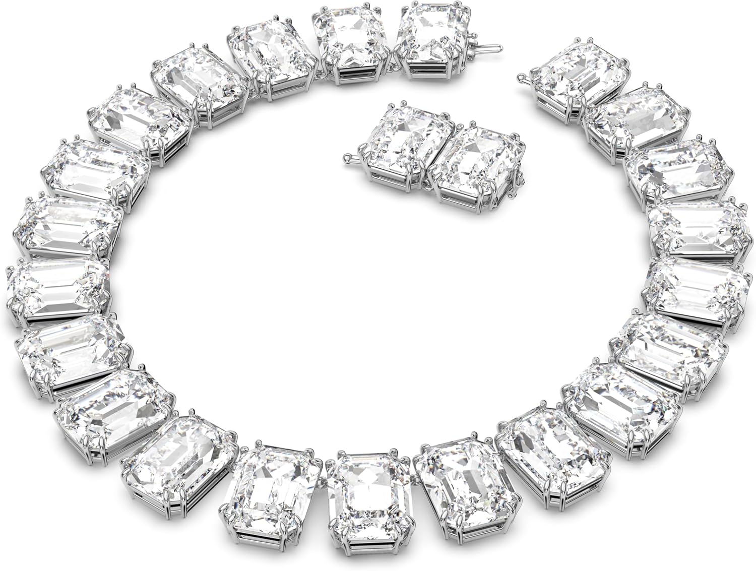 Halskette Millenia von Swarovski, mit klaren, übergroßen Kristallen im Achteckschliff mit Rhodium-Oberfläche (Verlängerung nicht im Lieferumfang enthalten)