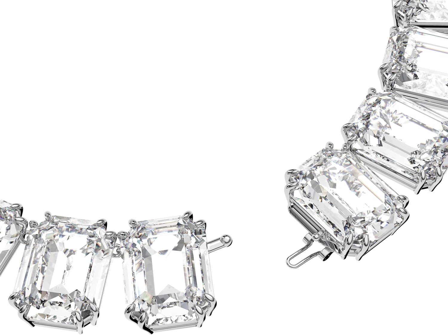 Halskette Millenia von Swarovski, mit klaren, übergroßen Kristallen im Achteckschliff mit Rhodium-Oberfläche (Verlängerung nicht im Lieferumfang enthalten)