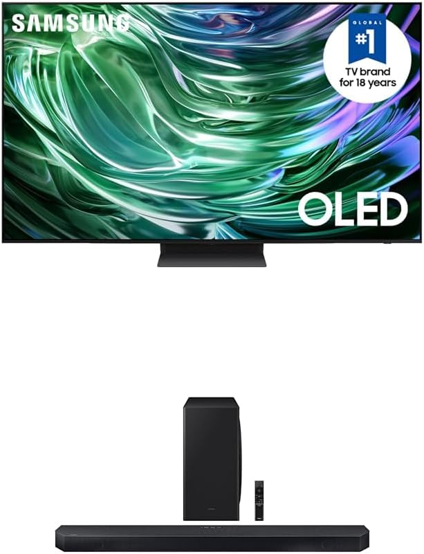 SAMSUNG 55 นิ้ว Class OLED 4K S90D Series HDR Smart TV พร้อม Dolby Atmos (QN55S90D, รุ่นปี 2024) ซาวด์บาร์ QS730D 3.1.2ch พร้อมระบบเสียง Dolby Atmos ไร้สาย Q-Symphony HW-QS730D/ZA (รุ่นใหม่ล่าสุด)